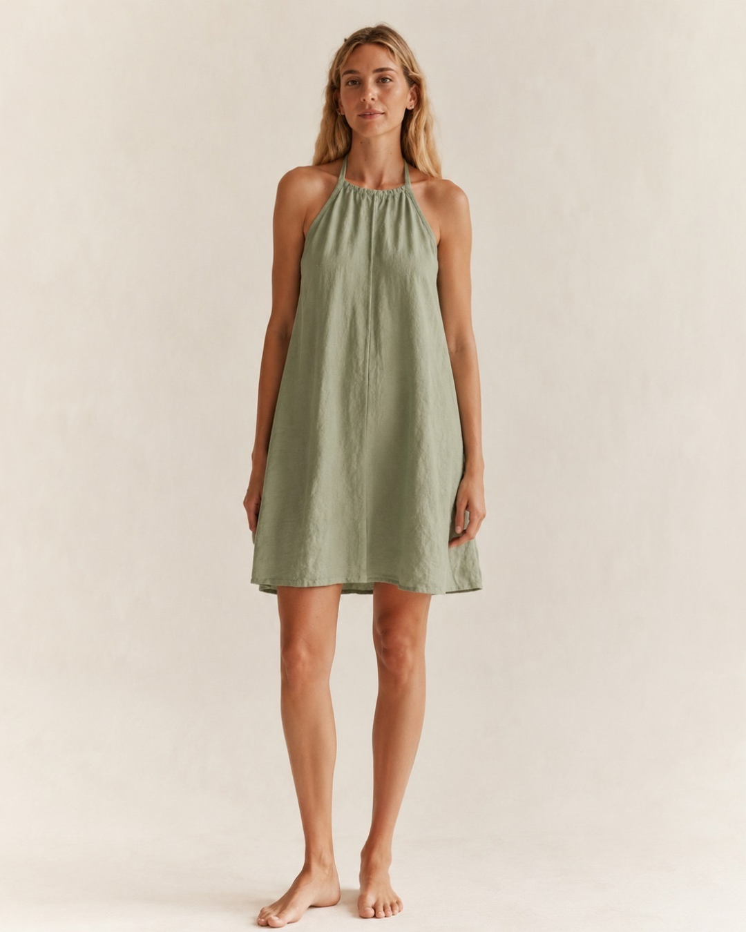 Vestido Corto Manta Lino - Escote Halter