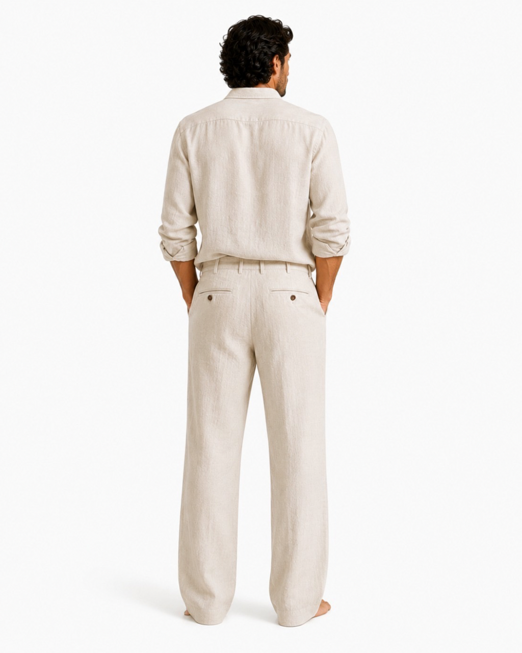 Pantalón de Lino - Corte Recto con Pinzas