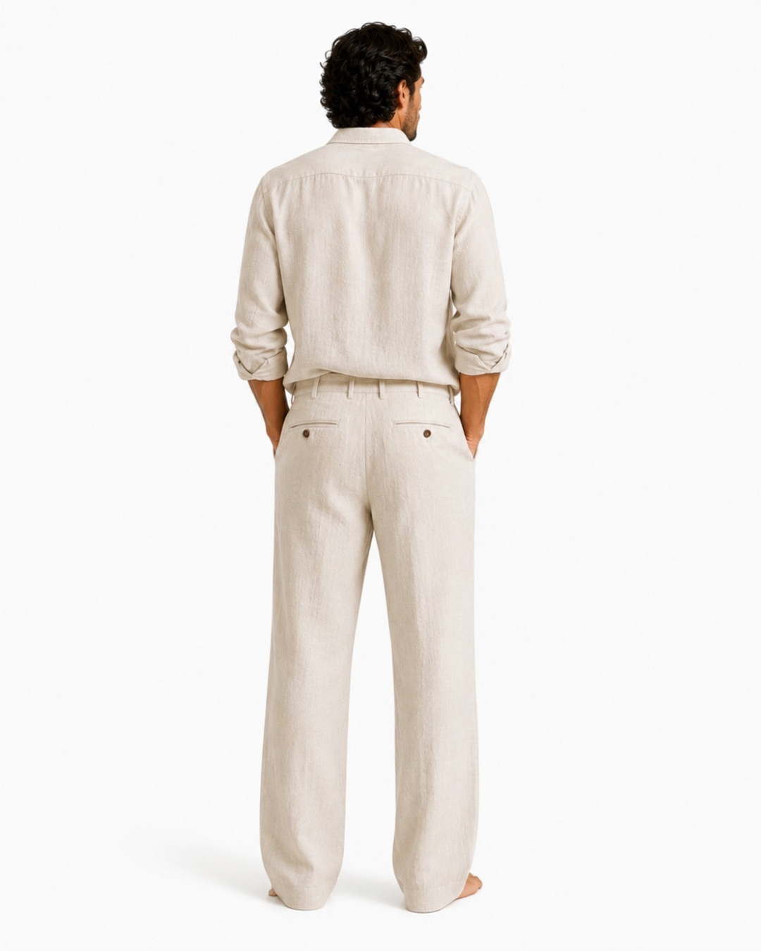 Pantalón de Lino - Corte Recto con Pinzas