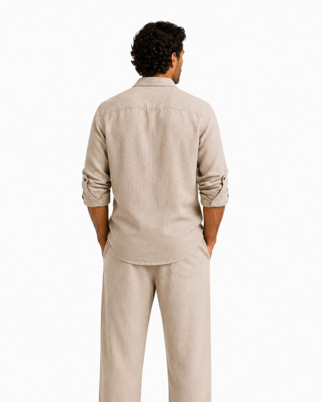 Camisa Safari de Lino - 4 Bolsillos - Beige