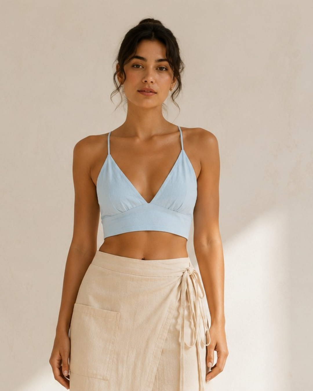 Top Manta Lino - Crop Top - Escote V