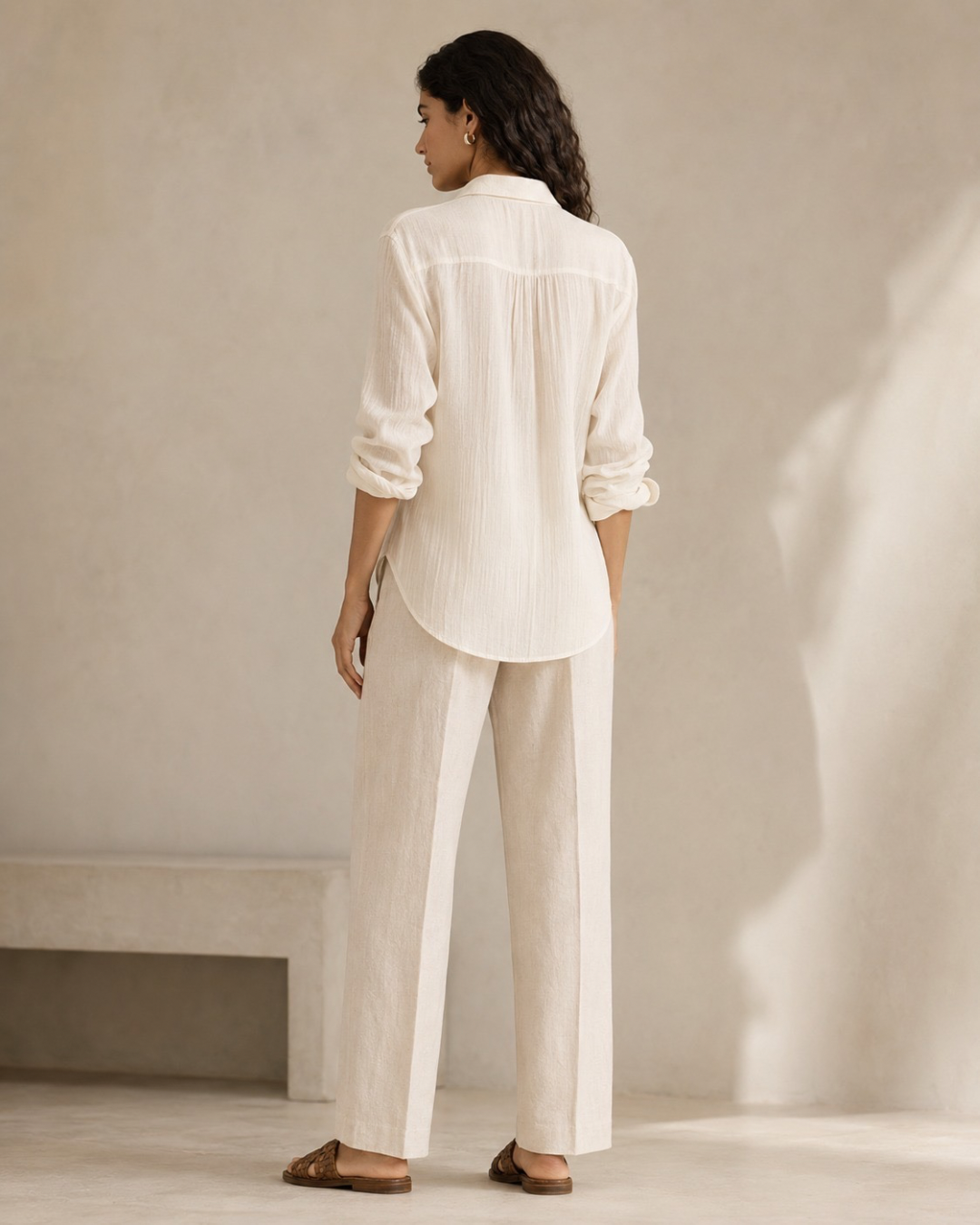 Pantalón Lino Recto - con Cinturón de Lazo